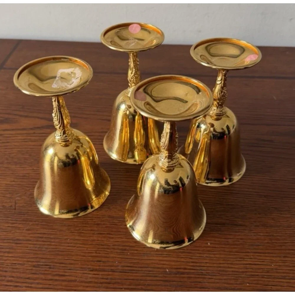Set of 4 Vintage 24K Gold Plated Liqueur Cordial Goblets International Silver Co